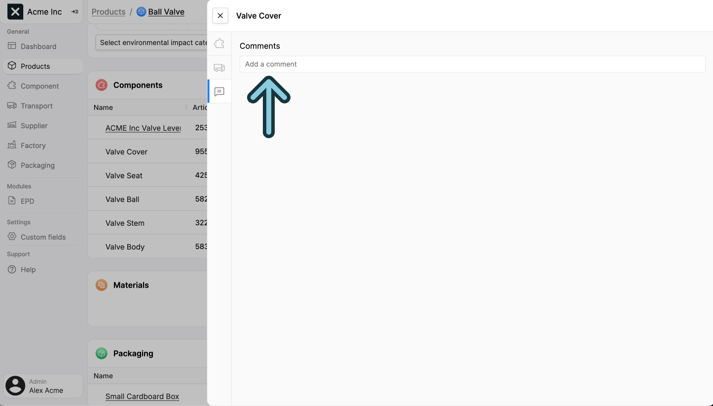 Image of the add comment field