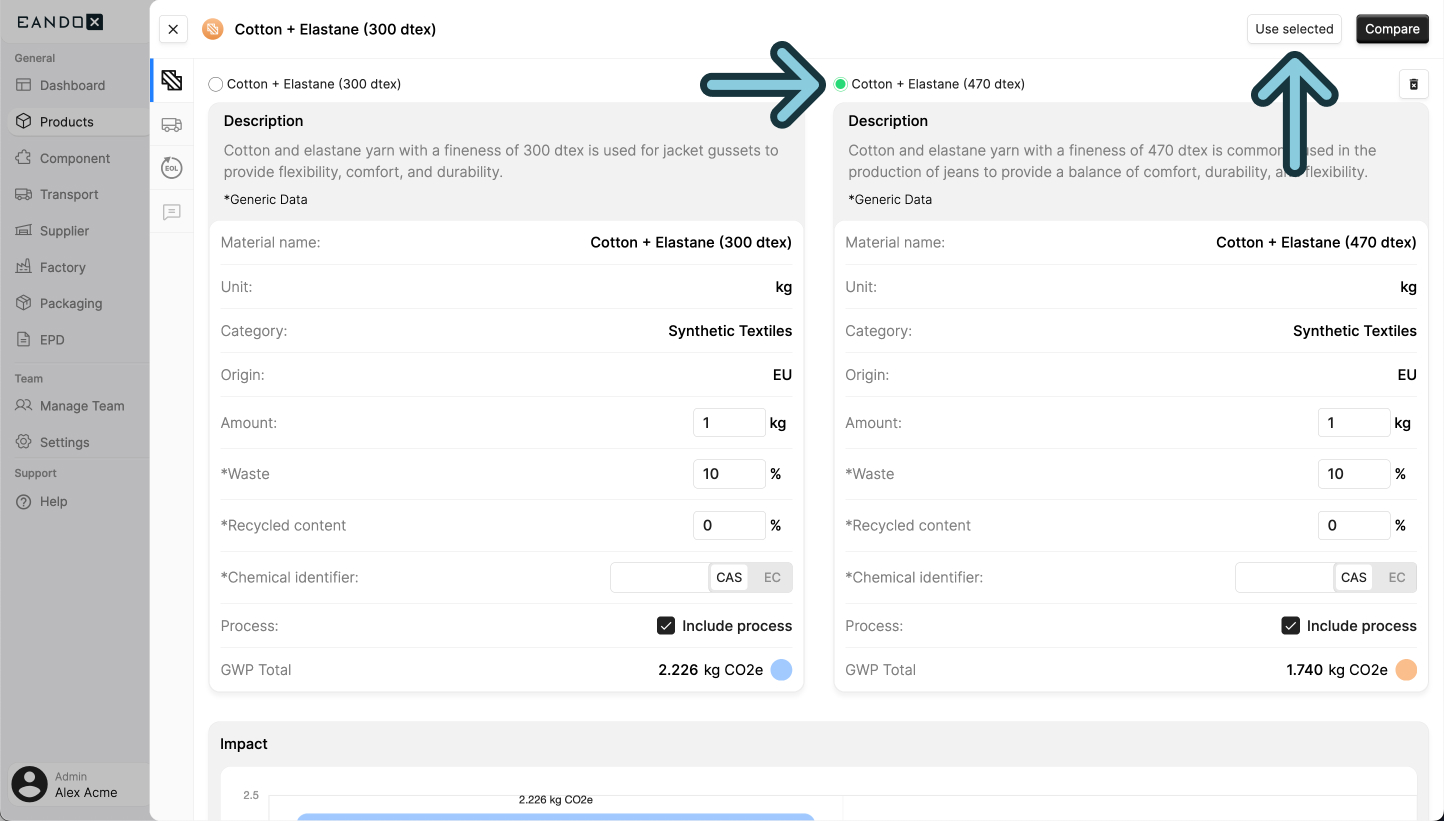 Image of the use selected button