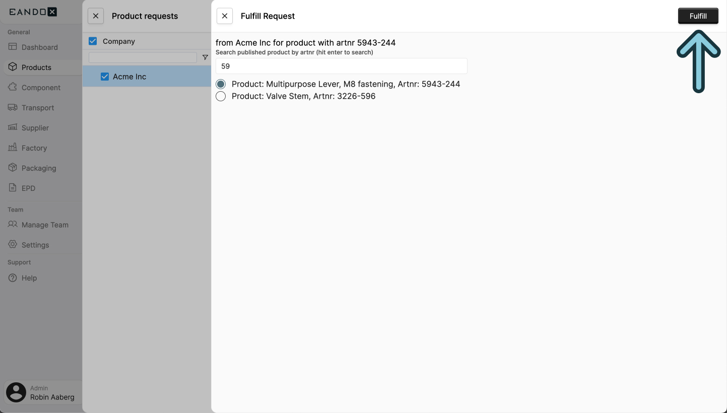 Image of the fulfill sidepanel
