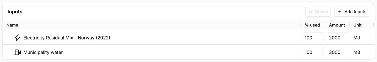Image of the inputs section