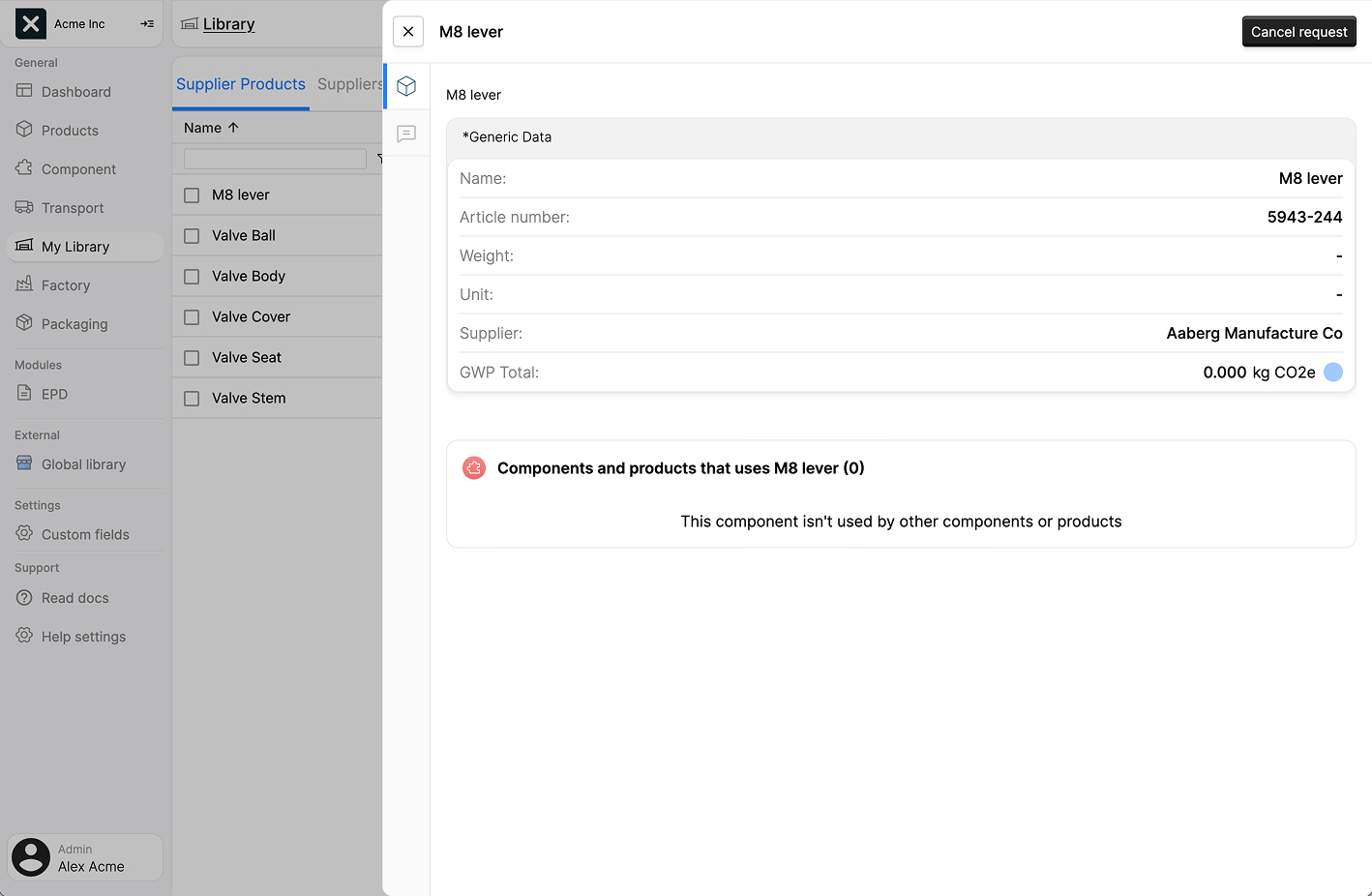 Image of the request sidepanel