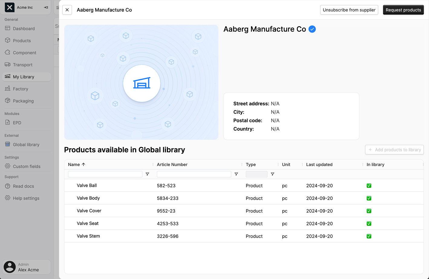 Image of the supplier sidepanel