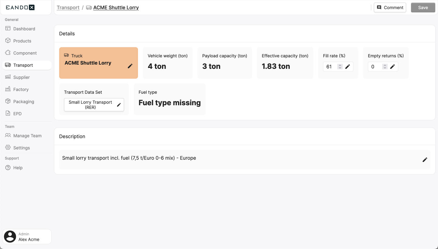 Image of the transport page